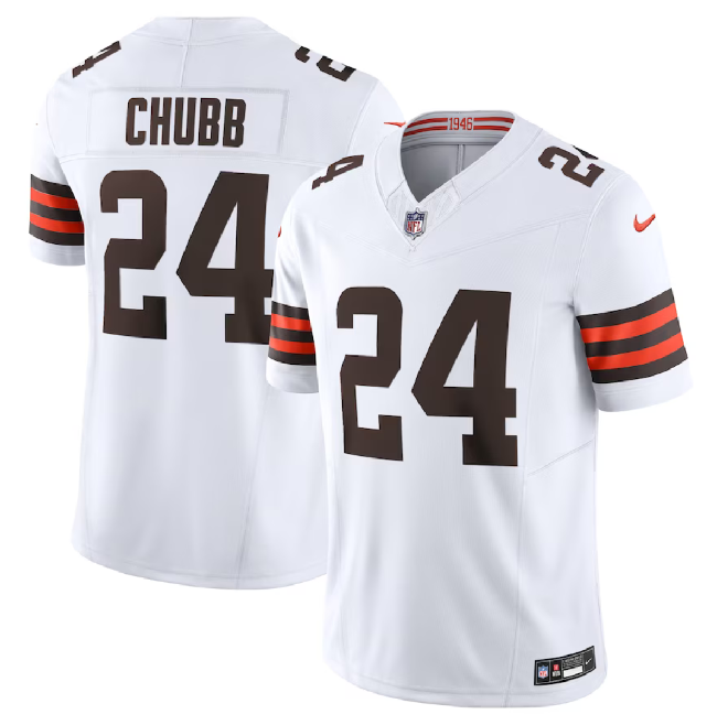 Men's Cleveland Browns #24 Nick Chubb White 2023 F.U.S.E. Vapor Untouchable Limited Football Stitched Jersey